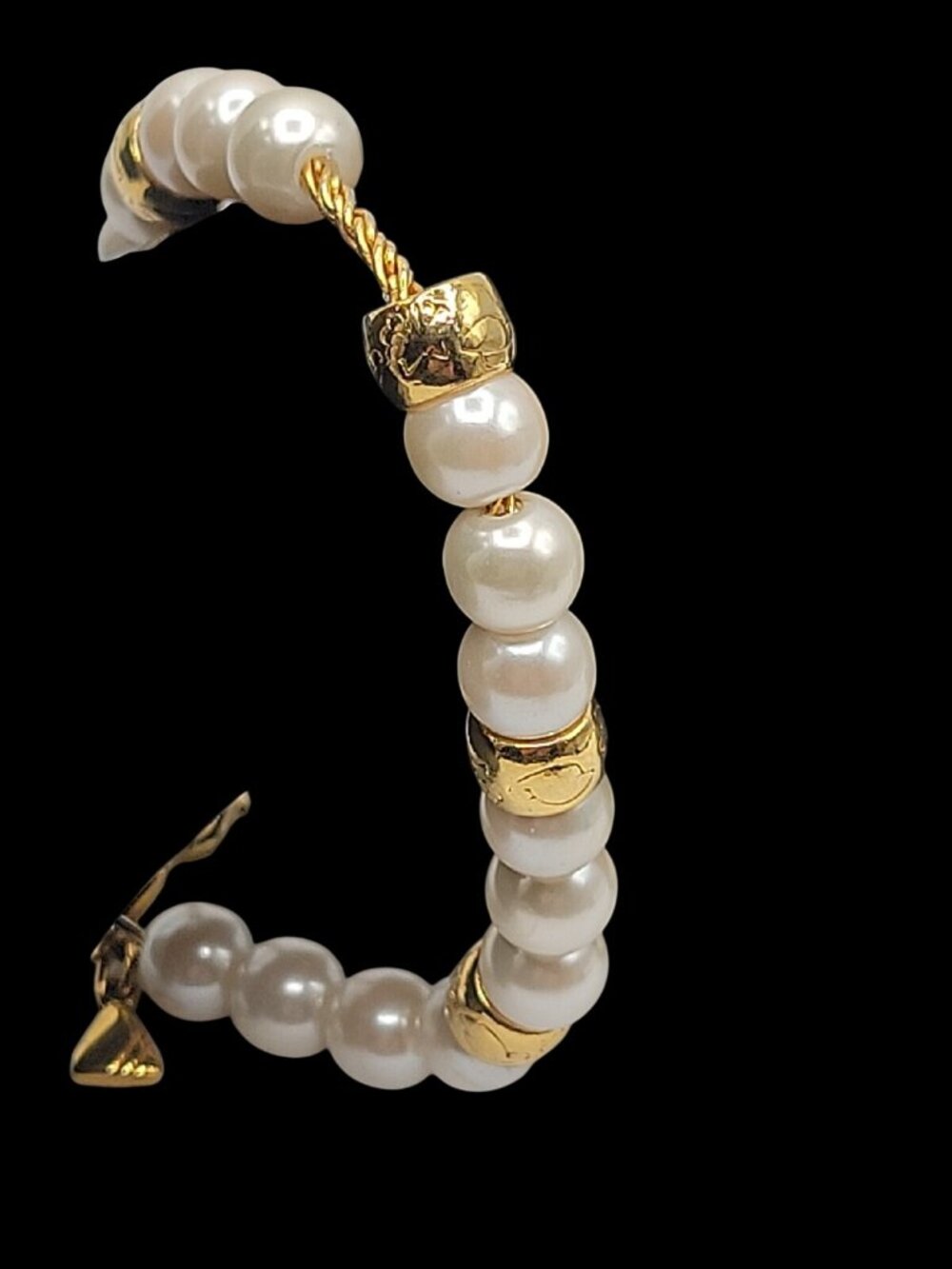 Vintage LCI Liz Claiborne Faux Pearl Gold Tone Bead Bracelet 1990s 7.5" Cable - Picture 9 of 13
